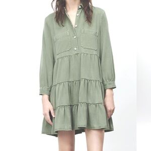 Zara Ruffle green mini dress
